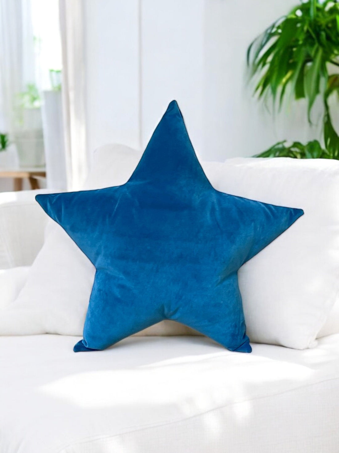 Royal Blue Velvet Star Shaped Pillow