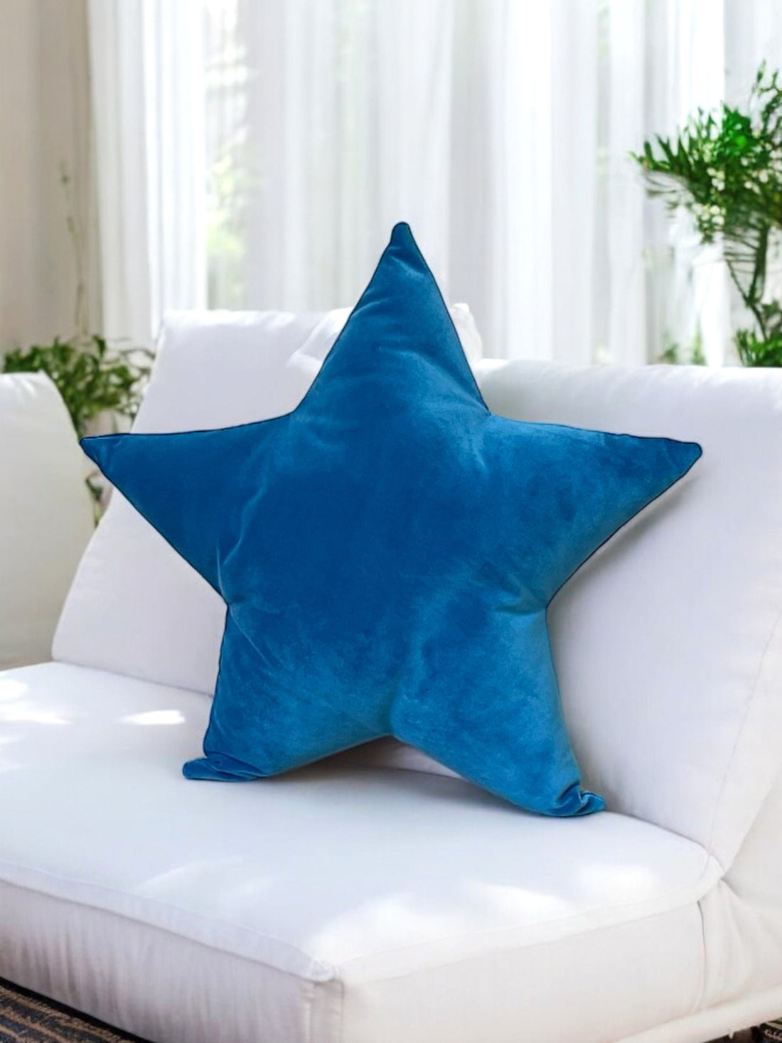 Royal Blue Velvet Star Shaped Pillow