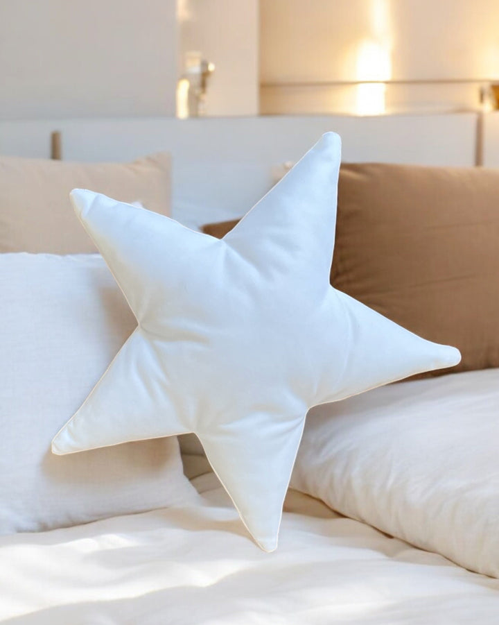 Unique Solid White Velvet Star Shaped Decorative Pillow - Home Accessory-Birthday gift - Nursery decor -Housewarming Gift