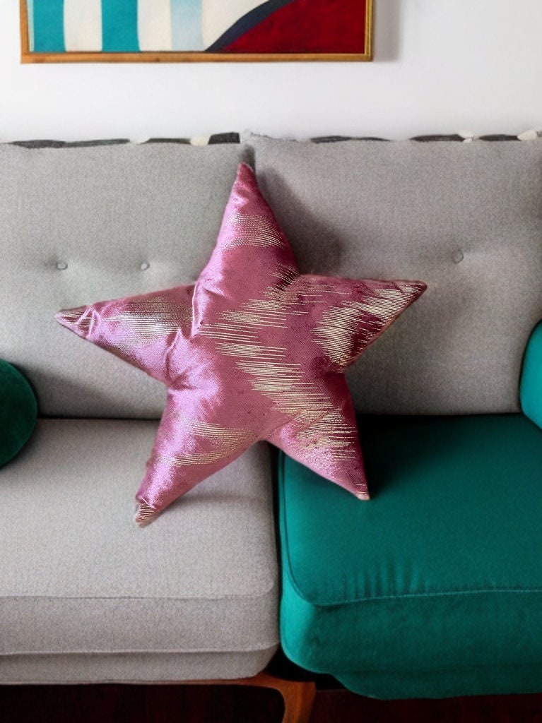 Unique Rose Pink Decorative Gold Star Pillow-Home Decor-Birthday gift-Housewarming Gift-Bedroom Decor