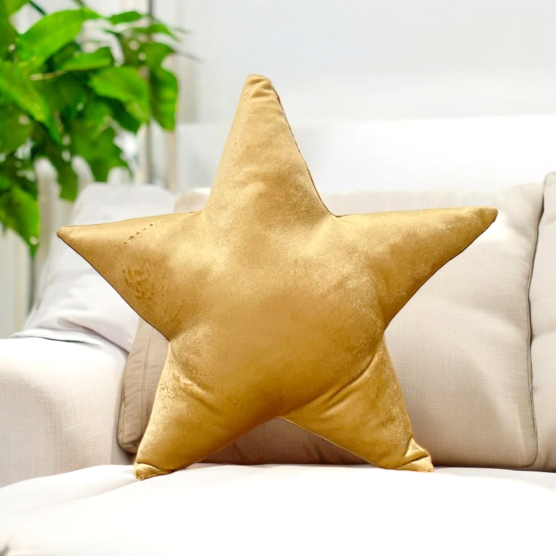 Luxurious Gold Velvet Star Pillow