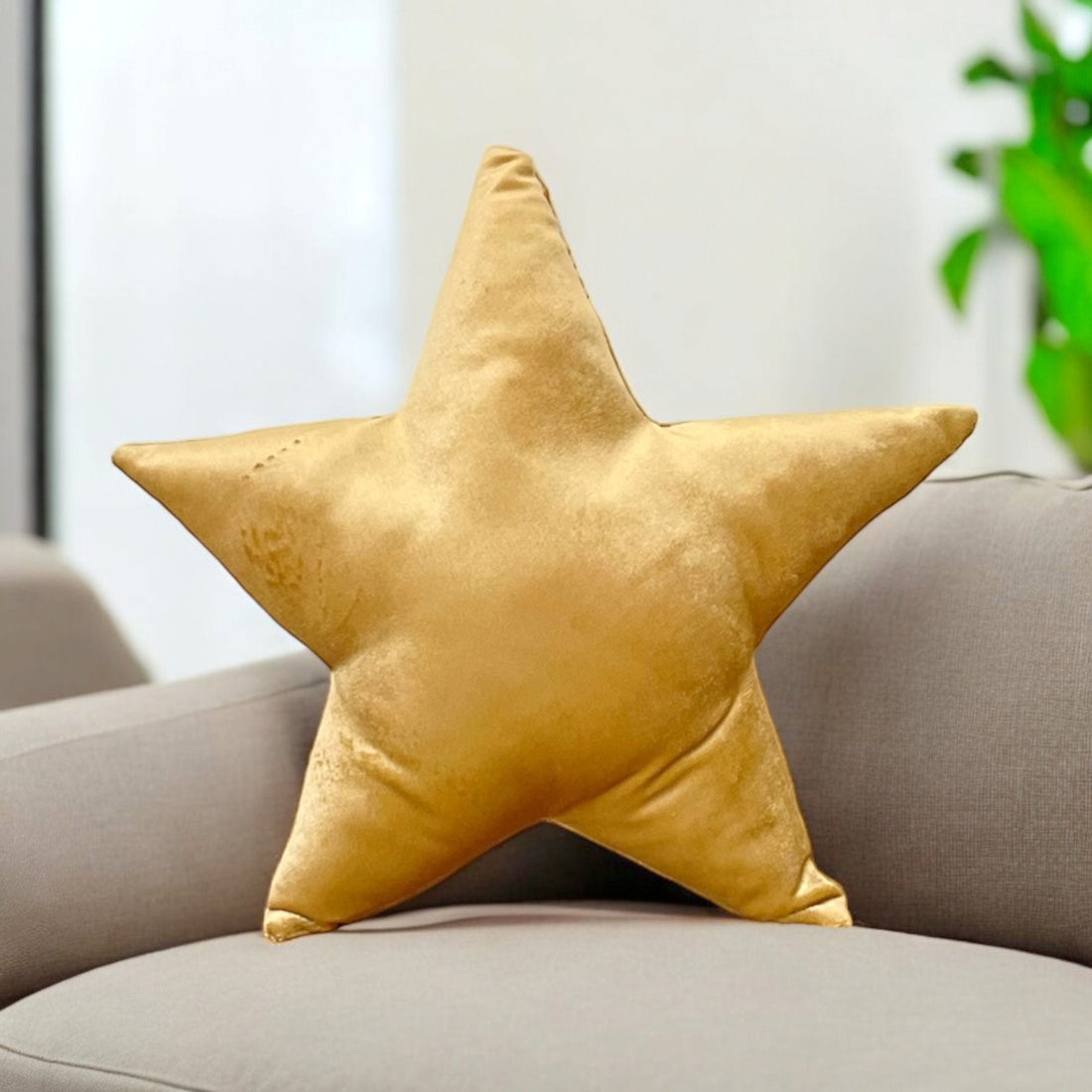 Luxurious Gold Velvet Star Pillow