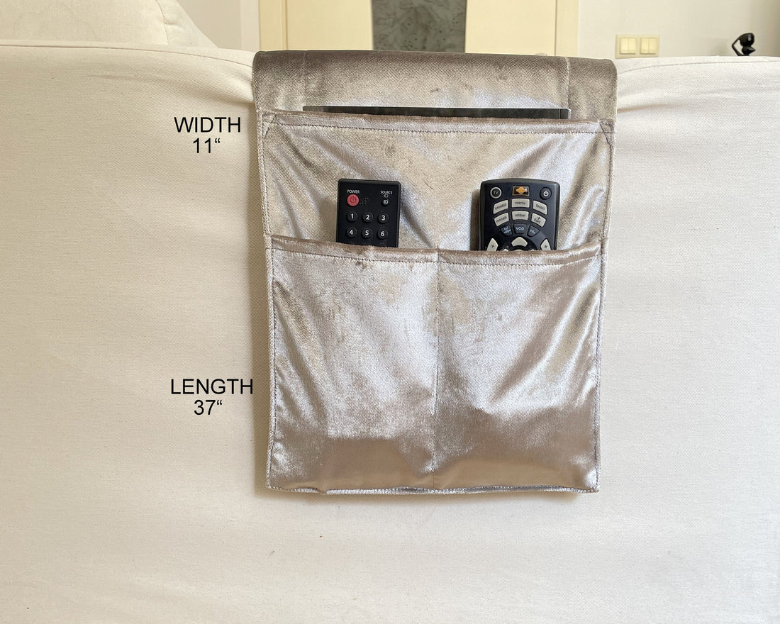 Beige Velvet Armrest Organizer