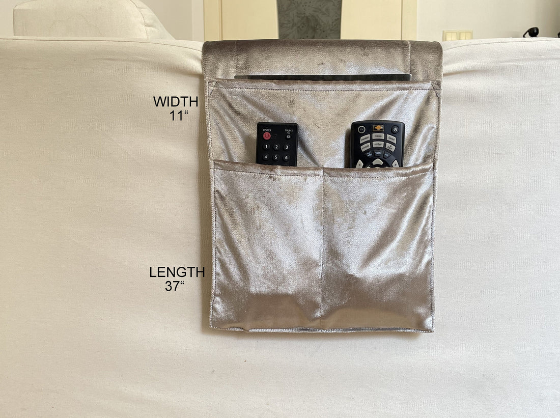 Beige Velvet Armrest Organizer