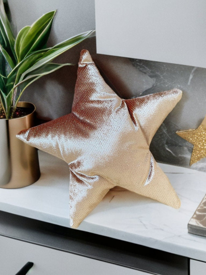 Camel Gold Detailed Star-Shaped Pillow