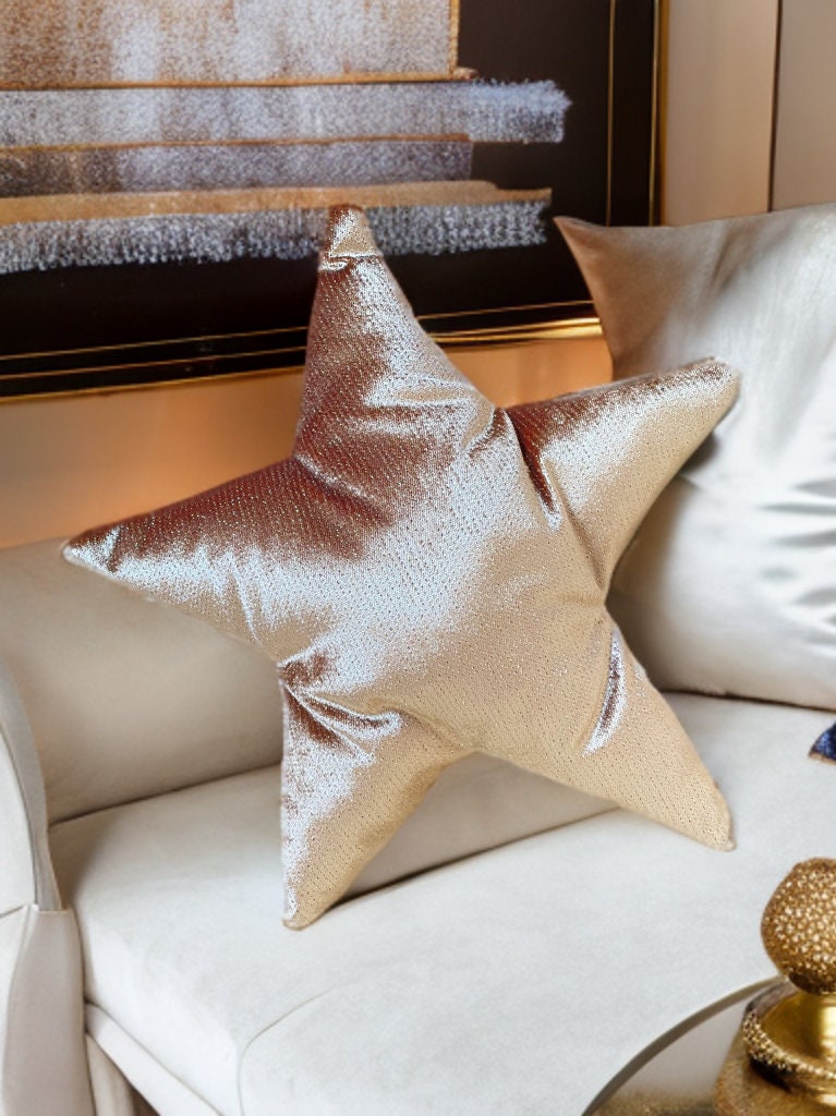 Camel Gold Detailed Star-Shaped Pillow