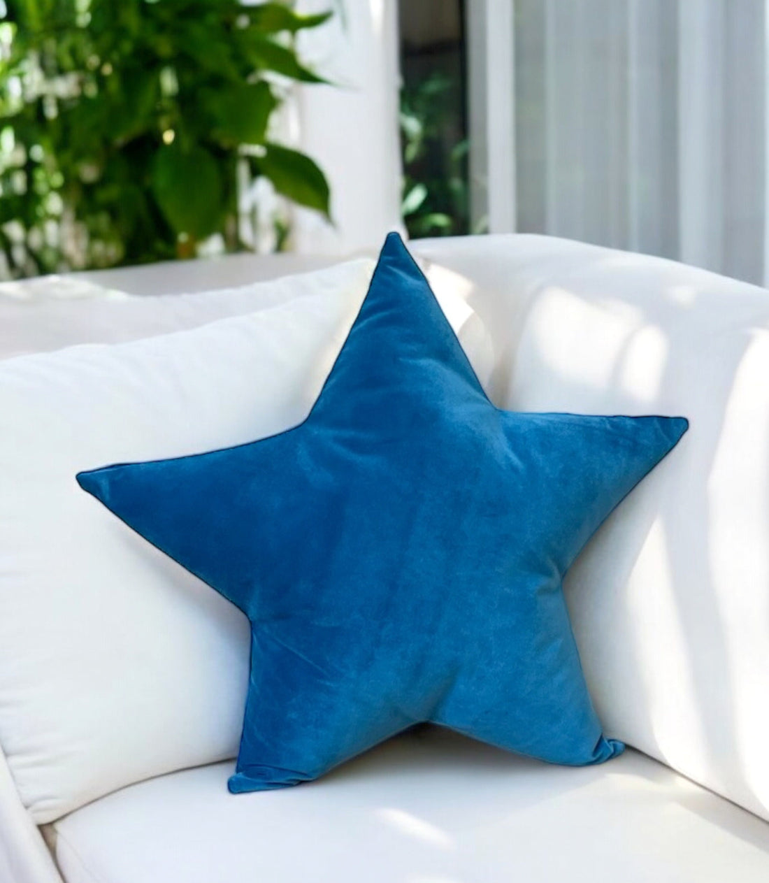 Royal Blue Velvet Star Shaped Pillow