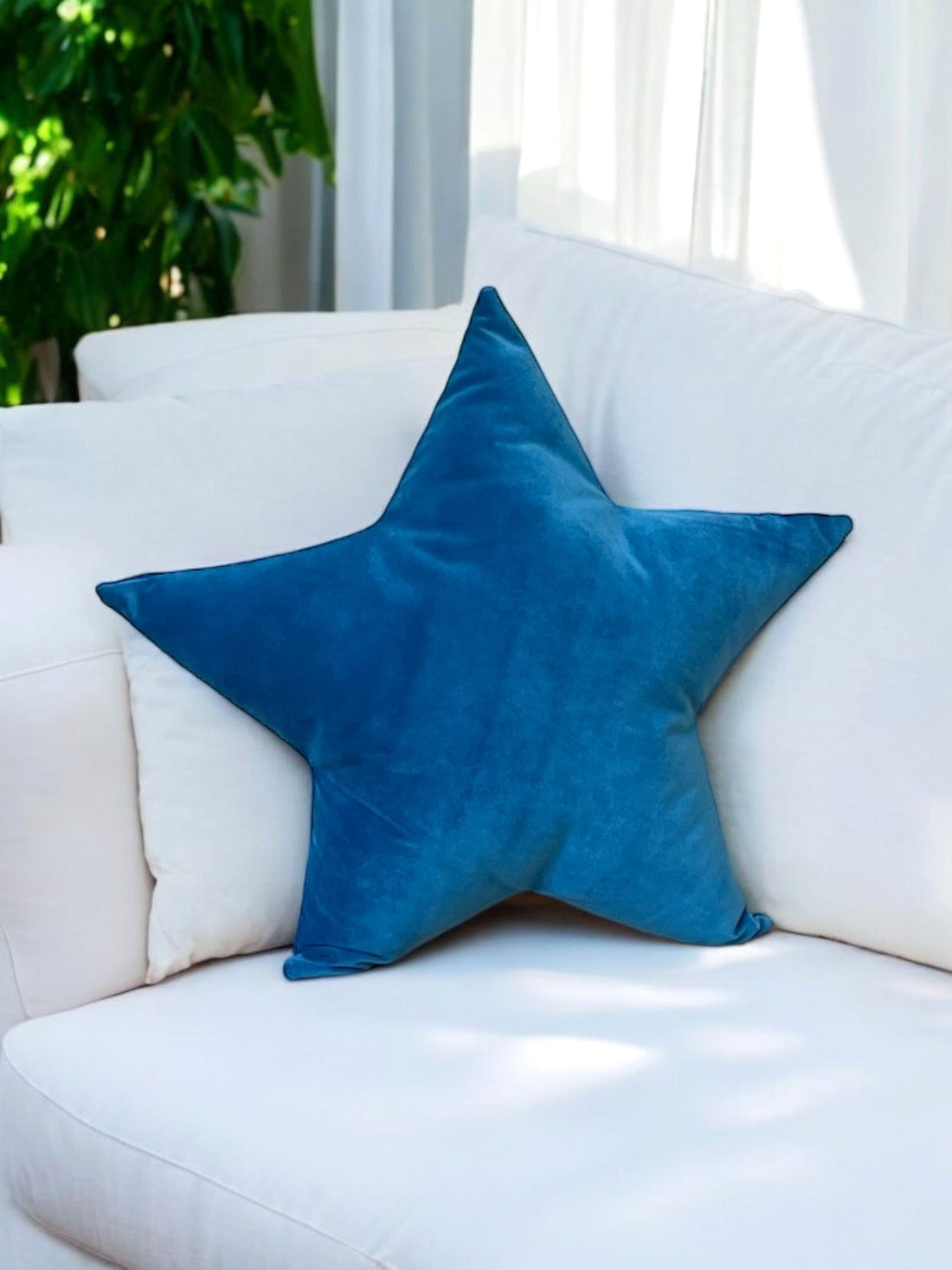 Royal Blue Velvet Star Shaped Pillow