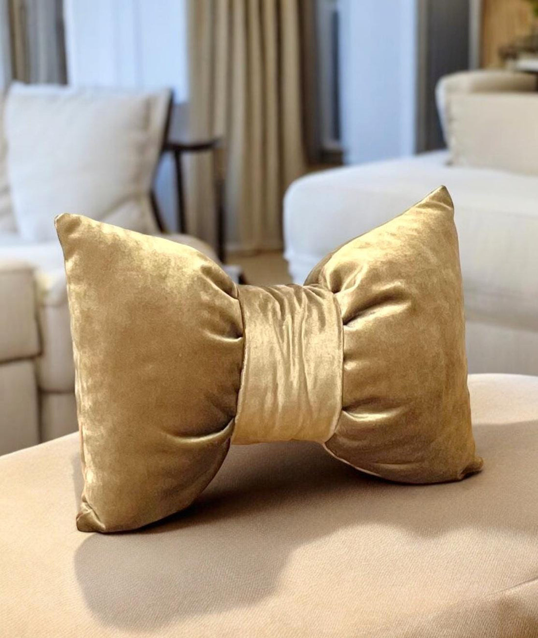 Olive Green Unique Velvet Decorative Bow Pillow - 12x18" -Birthday Gift-Home Decoration-Housewarming gift-Stylish Velvet Pillow