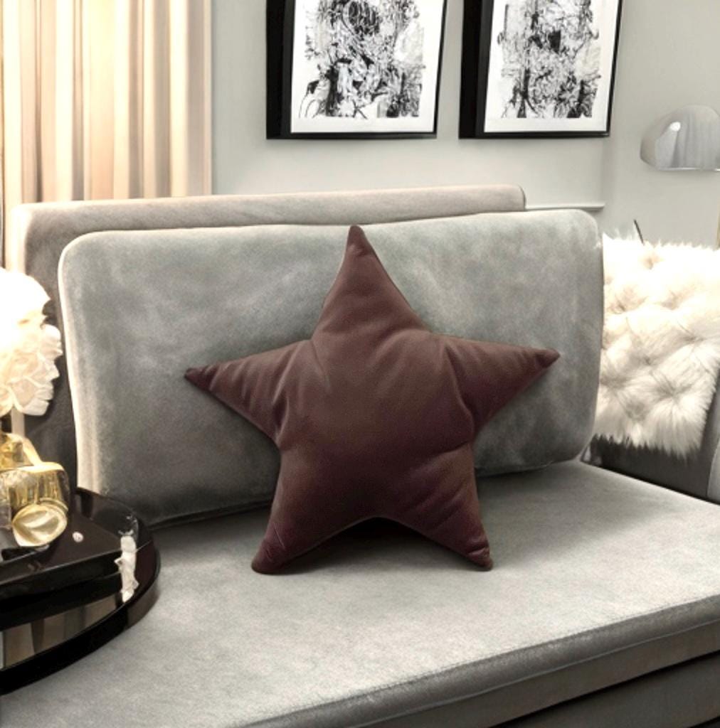 Light Brown Velvet Star Pillow