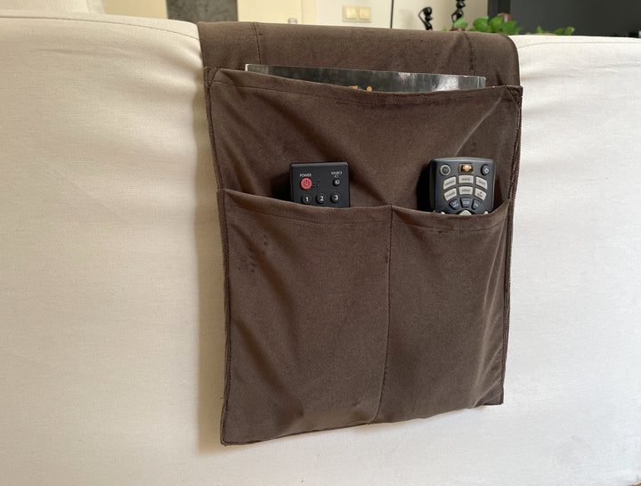 Light Brown Velvet Armrest Organizer