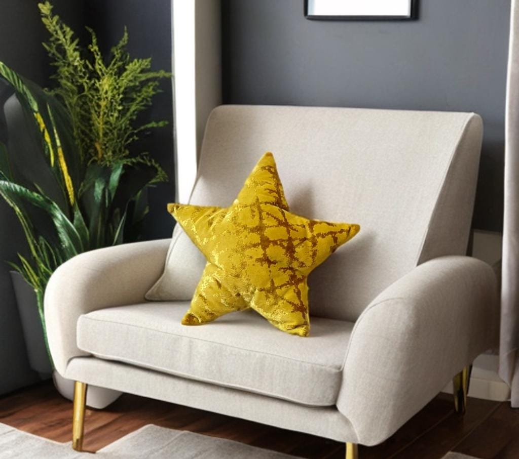 Luxurious Mustard Gold Star Pillow