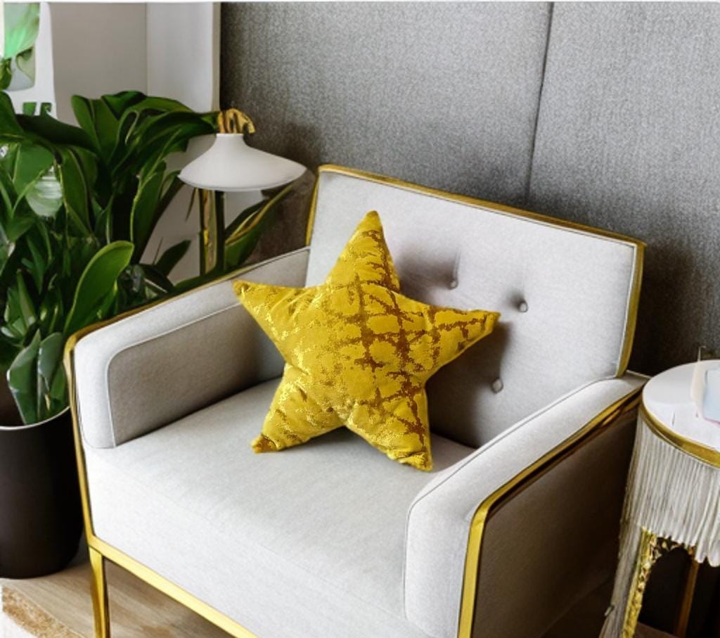 Luxurious Mustard Gold Star Pillow