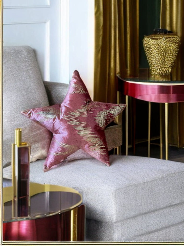 Unique Rose Pink Decorative Gold Star Pillow-Home Decor-Birthday gift-Housewarming Gift-Bedroom Decor