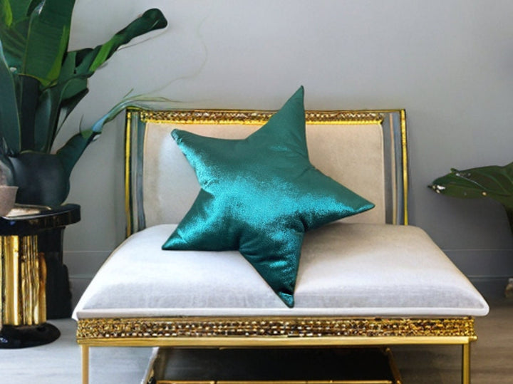 Green Velvet Star Shaped Pillow