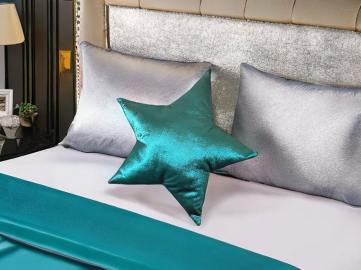 Green Velvet Star Shaped Pillow