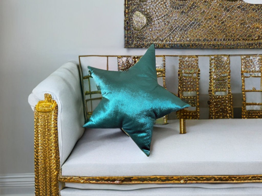 Green Velvet Star Shaped Pillow