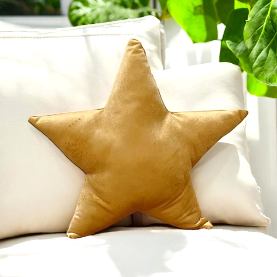 Luxurious Gold Velvet Star Pillow