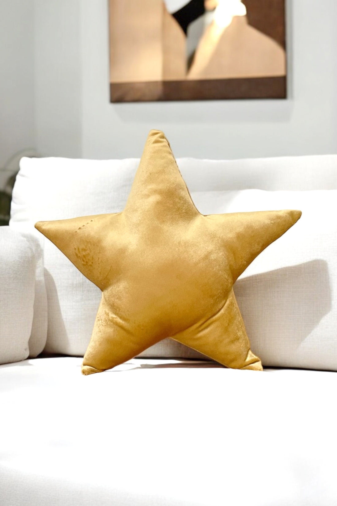 Luxurious Gold Velvet Star Pillow