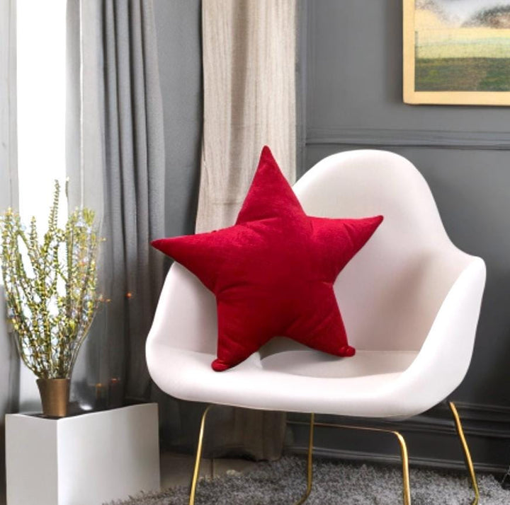 Red Velvet Star Shaped Pillow