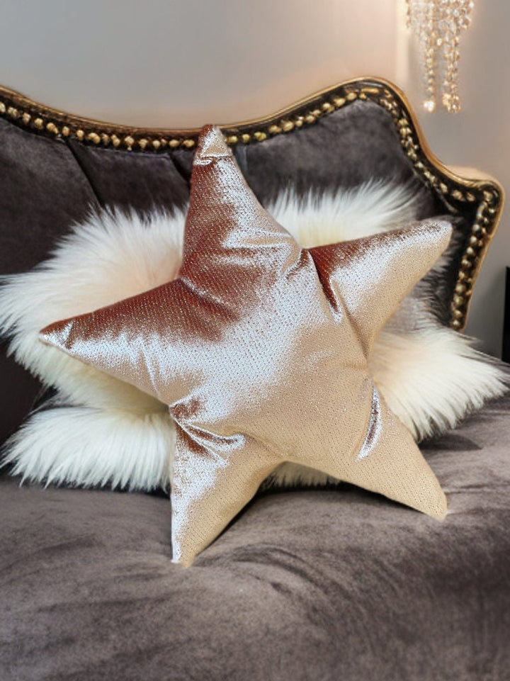 Camel Gold Detailed Star-Shaped Pillow