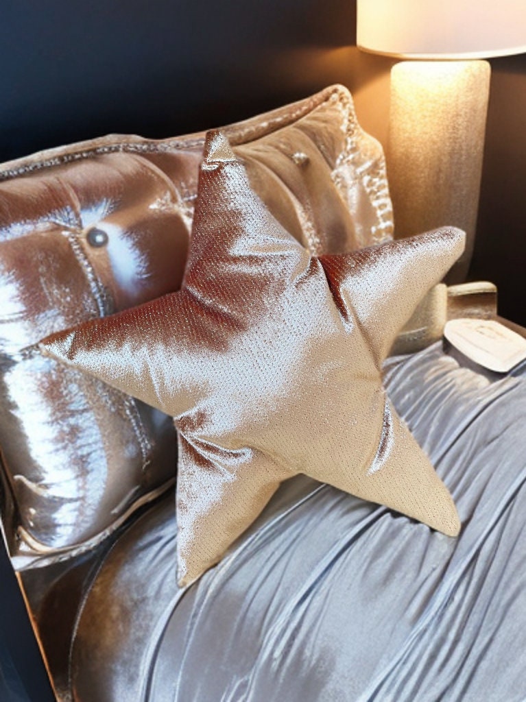 Camel Gold Detailed Star-Shaped Pillow