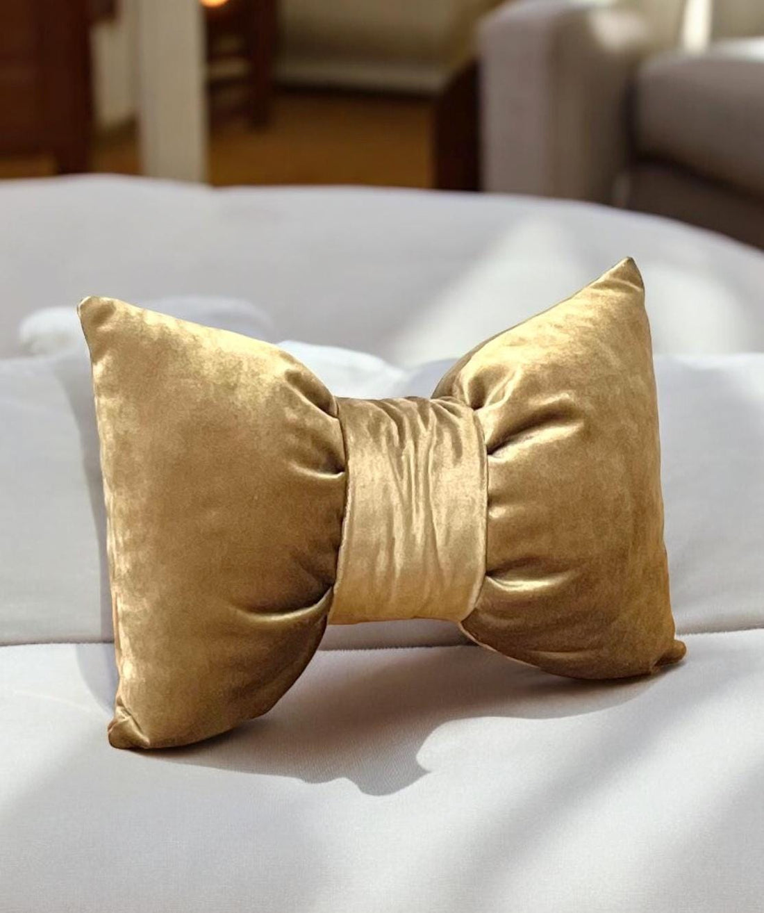 Olive Green Unique Velvet Decorative Bow Pillow - 12x18" -Birthday Gift-Home Decoration-Housewarming gift-Stylish Velvet Pillow