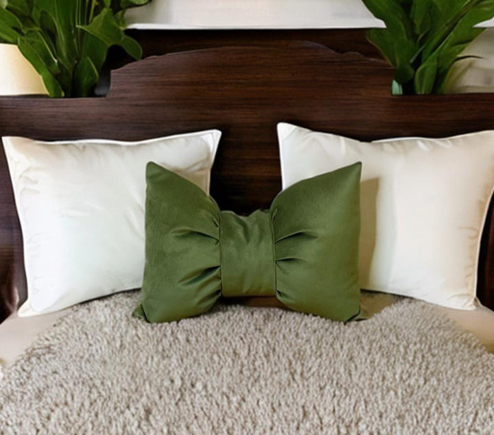 Lime Green Elegance Velvet Bow Pillow