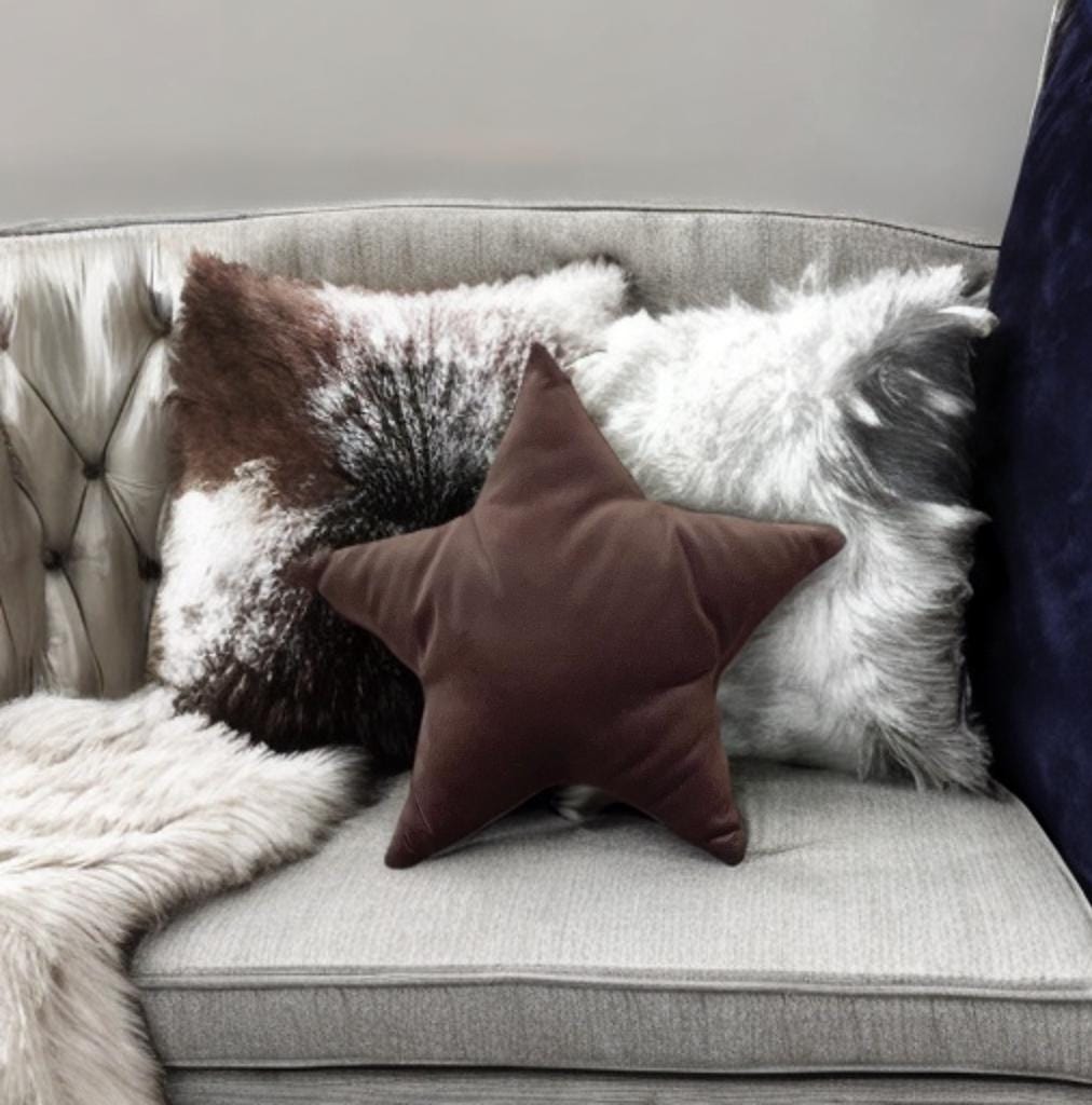 Light Brown Velvet Star Pillow