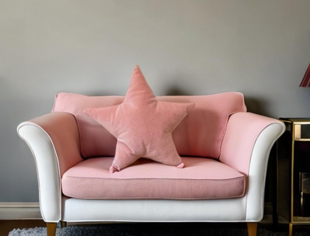 Pale Pink Unique Velvet Star-Shaped Decorative Pillow-Home Accessory-Birthday gift-Nursery decor-Housewarming gift-Wedding gift