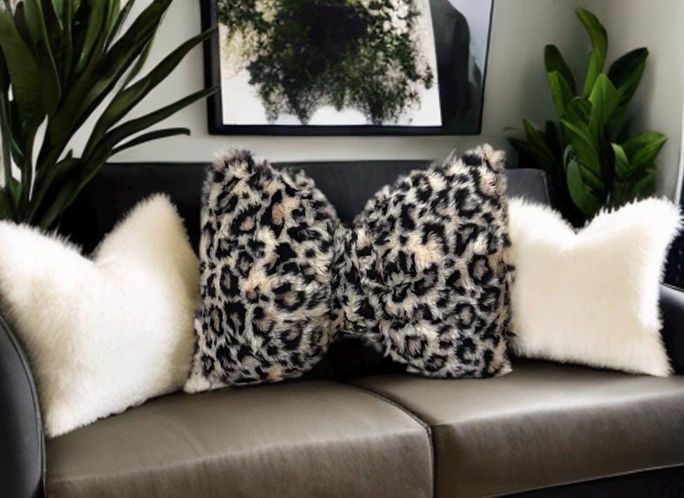 Cheetah Faux Fur Bow Pillow