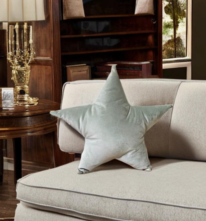 Luxurious Sage Green Velvet Star Pillow