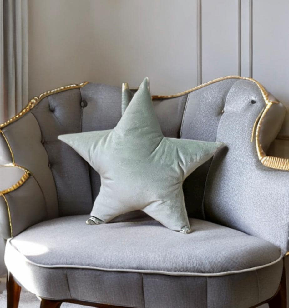 Luxurious Sage Green Velvet Star Pillow