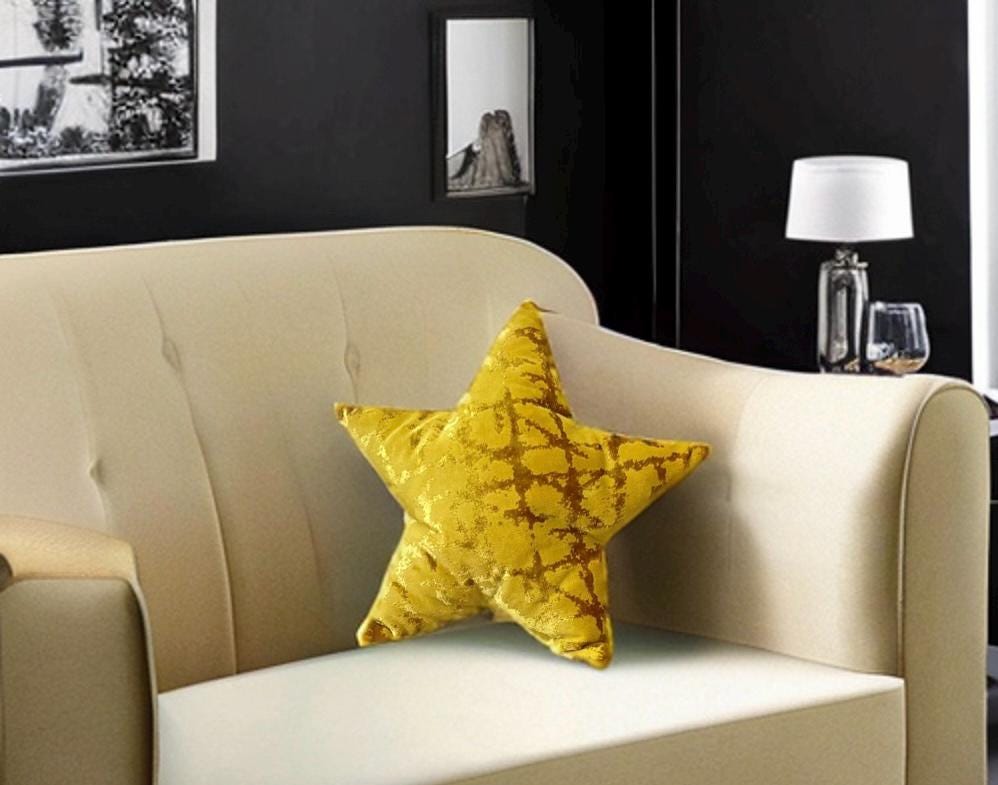 Luxurious Mustard Gold Star Pillow