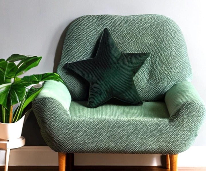 Emerald Green Corduroy Star Pillow