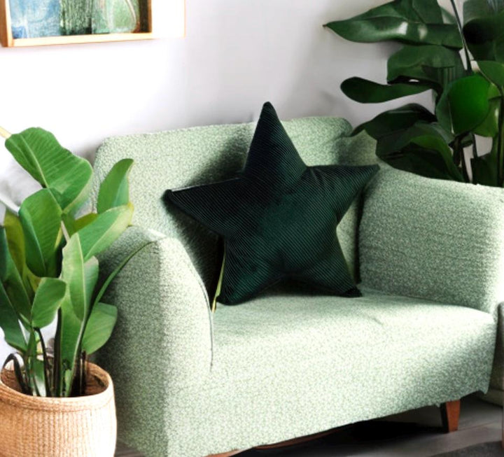 Emerald Green Corduroy Star Pillow