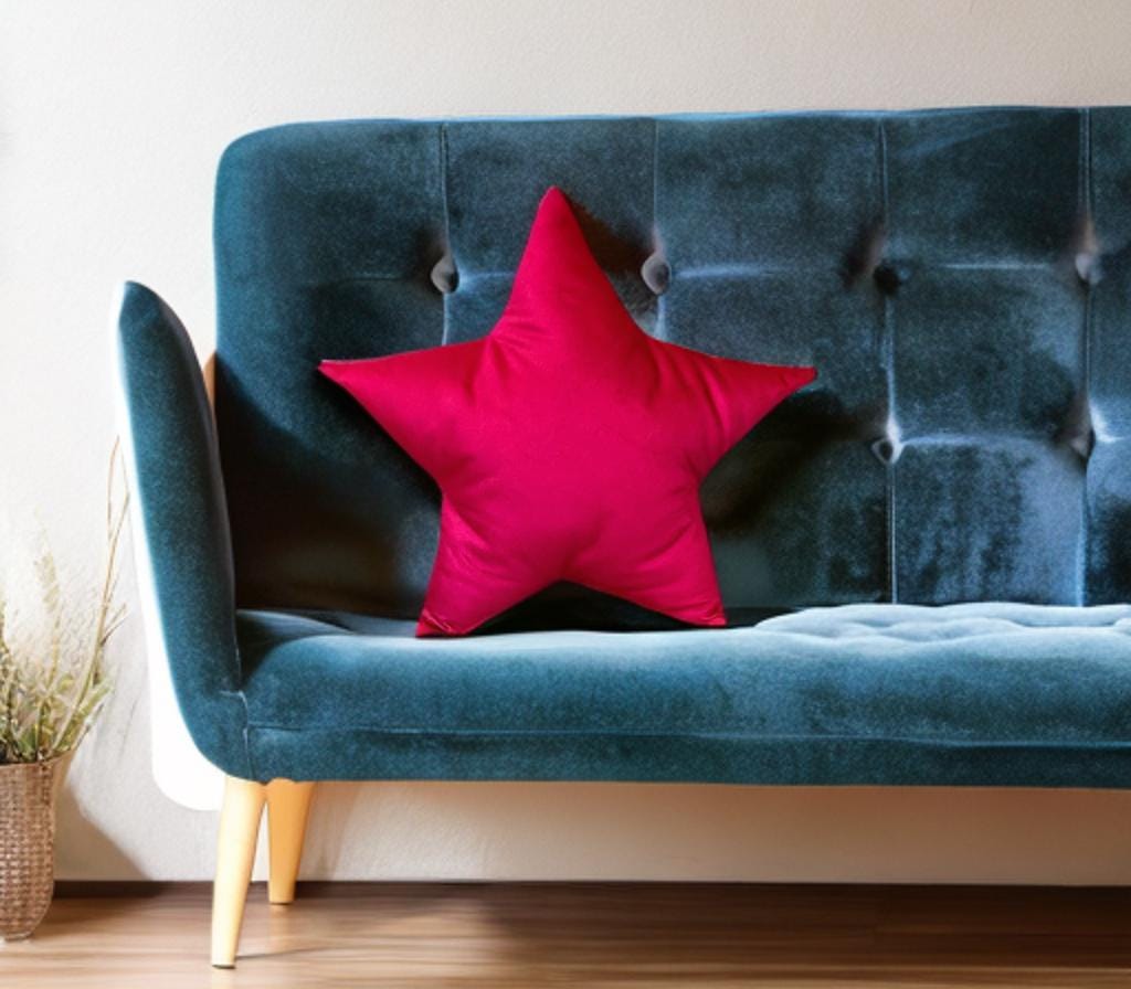 Hot Pink Velvet Star Shaped Pillow