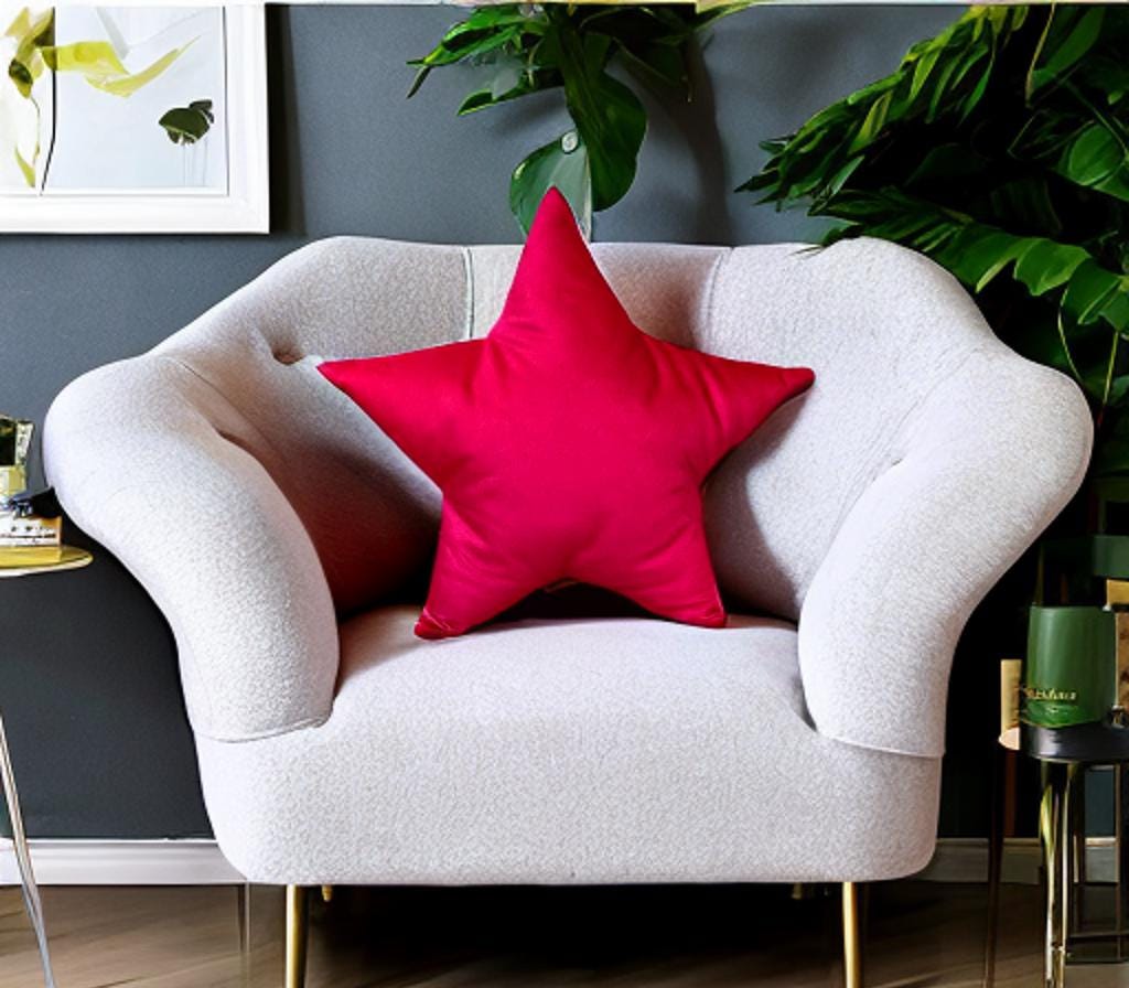 Hot Pink Velvet Star Shaped Pillow