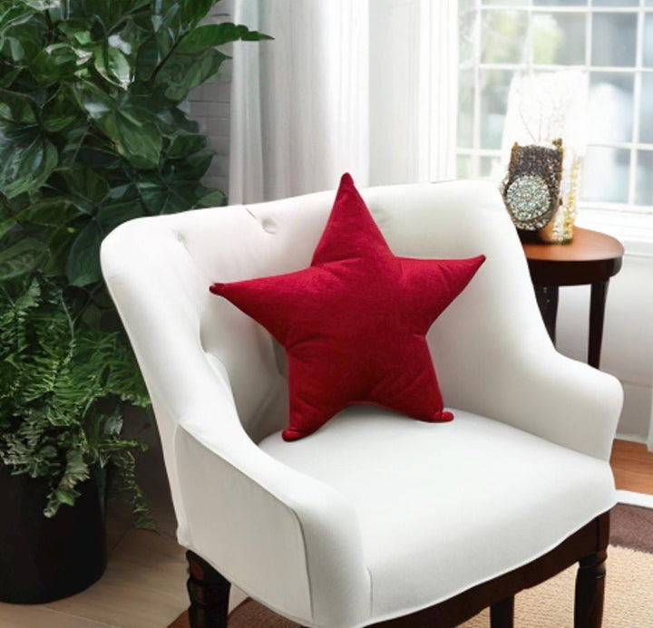 Red Velvet Star Shaped Pillow