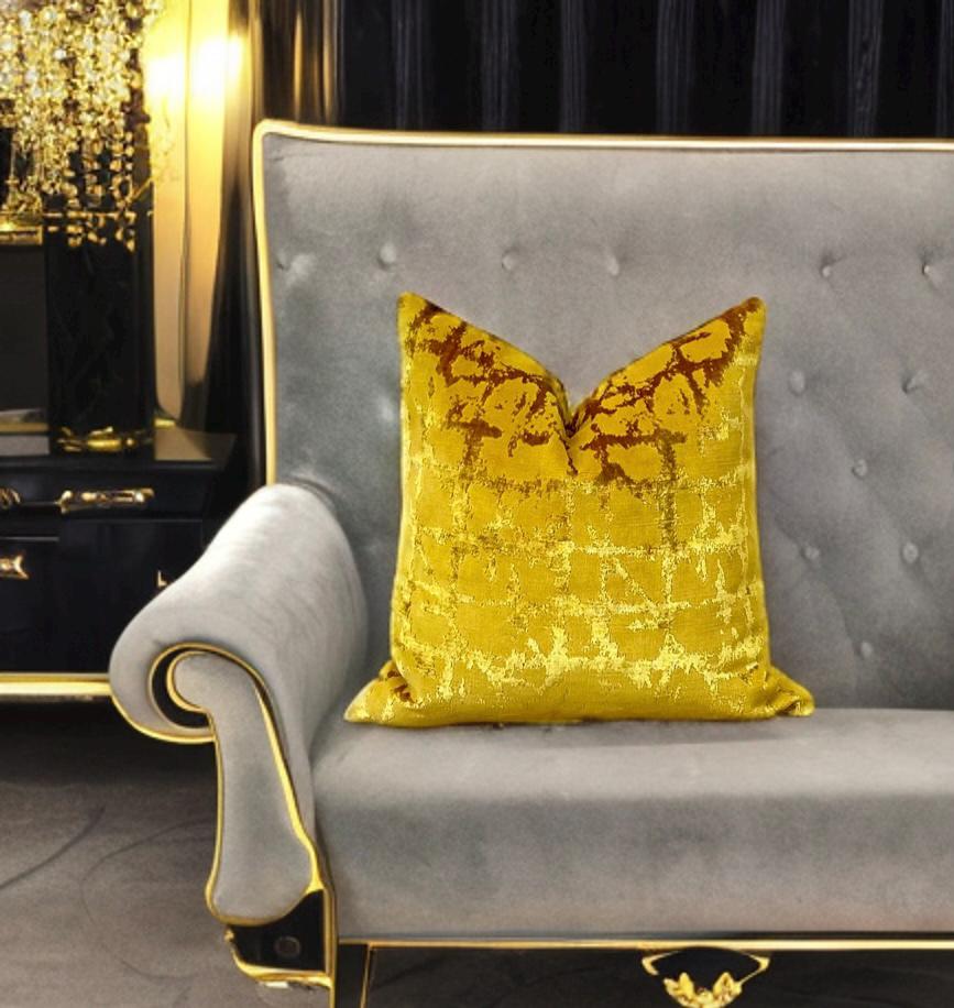 Mustard Gold Elagance Velvet Pillow  Cover