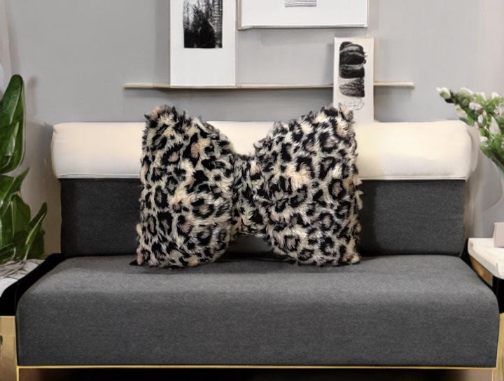 Cheetah Faux Fur Bow Pillow