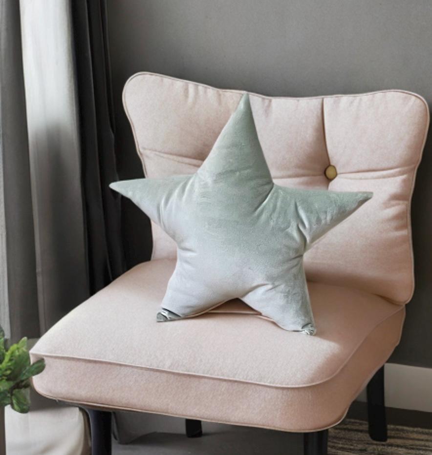 Luxurious Sage Green Velvet Star Pillow