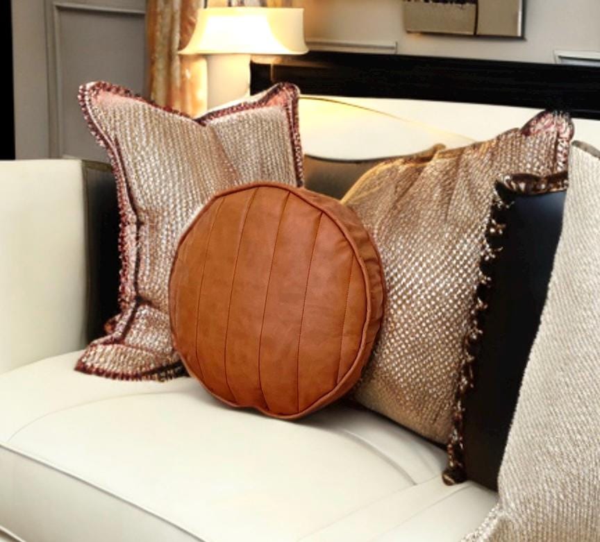 Boho Channel Stitched Round Piping Pillow