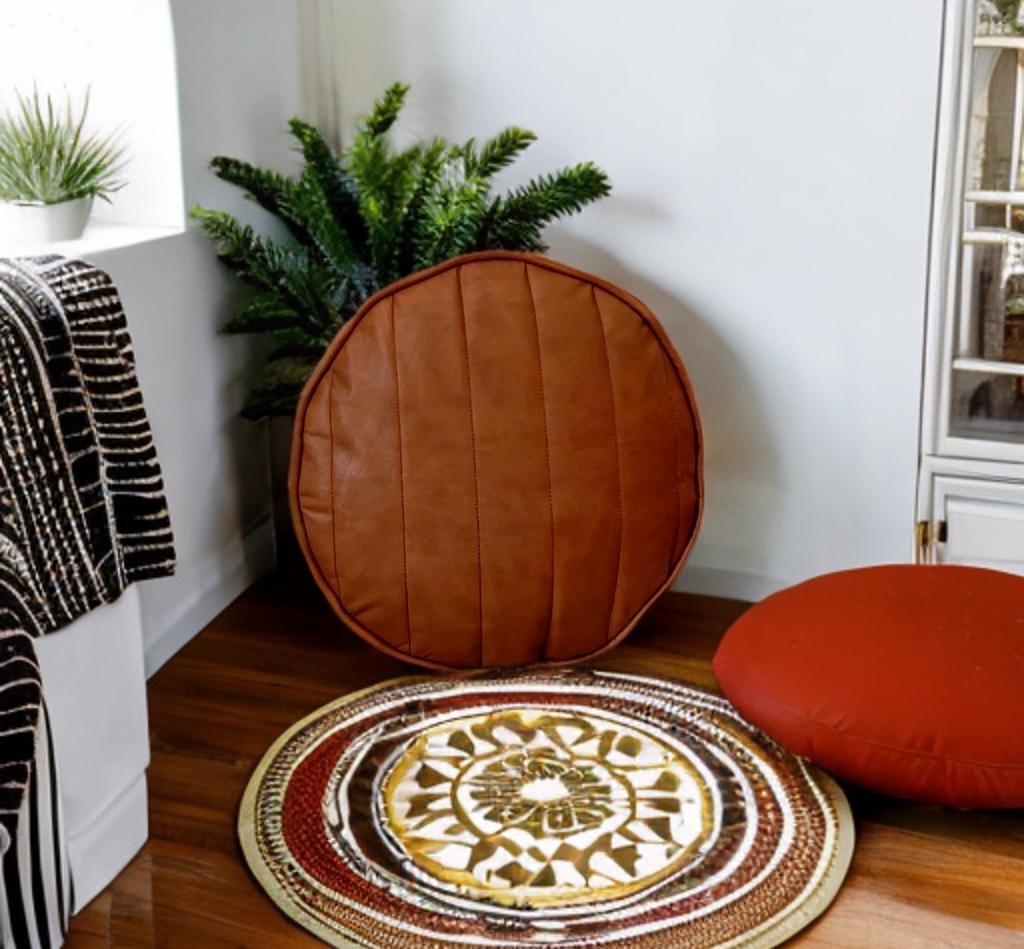 Boho Channel Stitched Round Piping Pillow