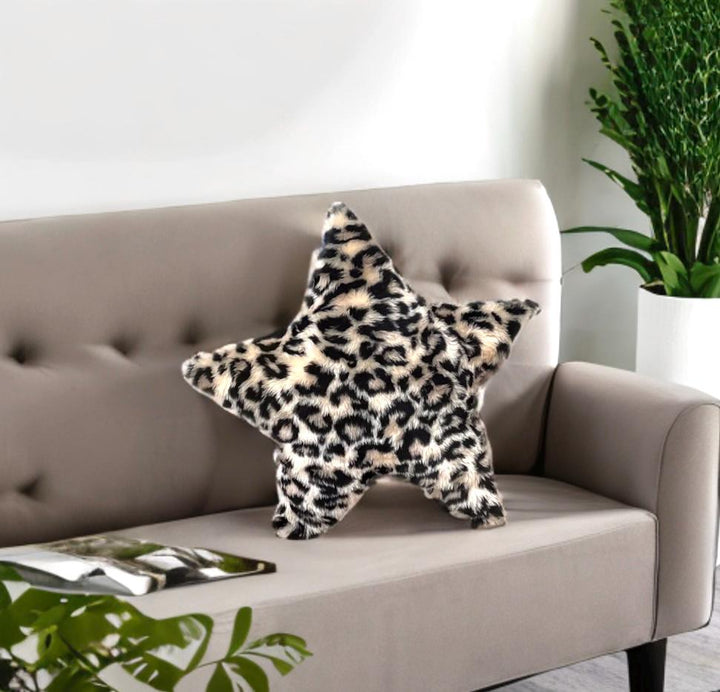 Cheetah Faux Fur Star Shaped Pillow