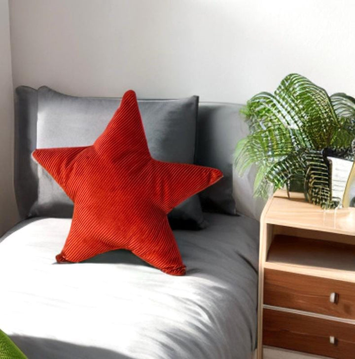 Burned Orange Corduroy Star Shaped Pillow