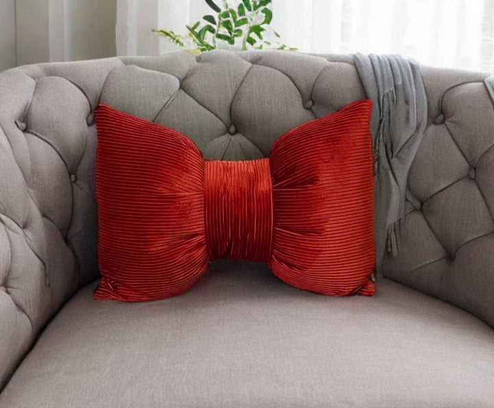 Burned Orange Corduroy Bow Pillow