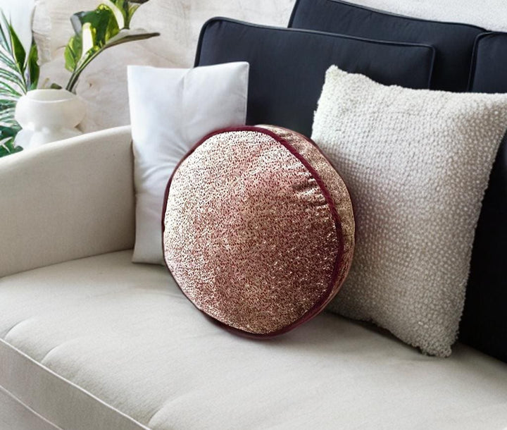 Piping Velvet Round Pillow With Insert