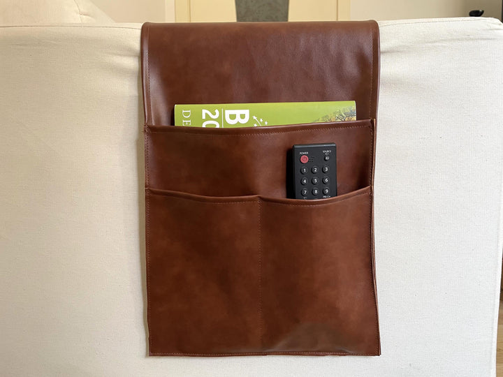 Faux Leather Armrest Organizer 11x37"