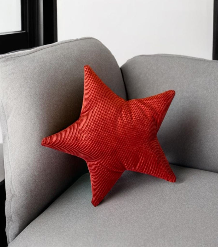 Burned Orange Corduroy Star Shaped Pillow